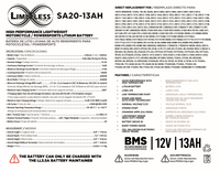 LIMITLESS LITHIUM - BATTERIES - Shake Awake 20 Case 13AH Smart Motorcycle battery