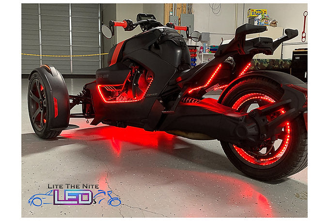 LITE THE NITE LED - (1M)Can Am Ryker Black Strip Case Kit with Wheel Rings