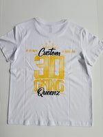 
              30 Gang Custom Kingz Apparel - Women's 30 GANG Block Tee -White Yellow and Black
            