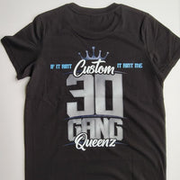 30 Gang Custom Kingz Apparel - Women's 30 GANG Block Tee -BLACK AND SILVER