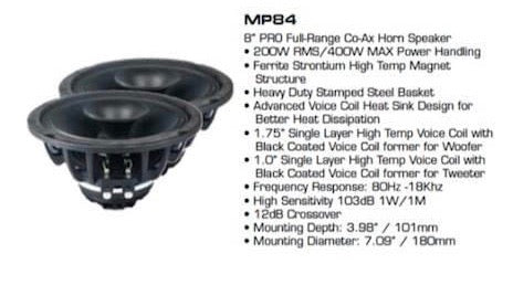 Diamond Audio - MP84 - 8” PRO Full range Co Ax Horn Speaker