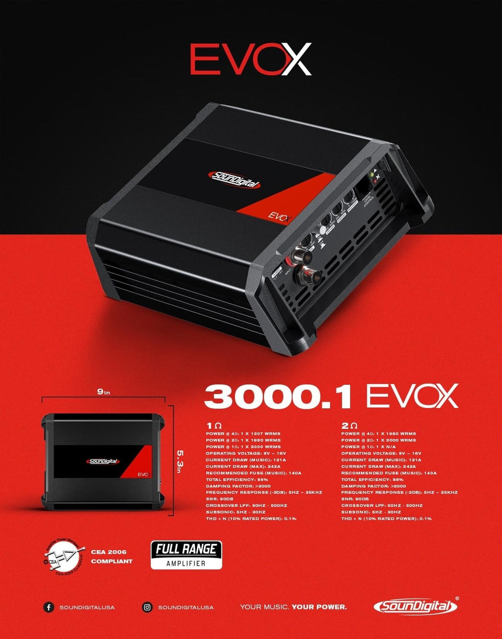 NEW SounDigital EVOX2 3000.1 FULL RANGE - 1Ω or 2Ω