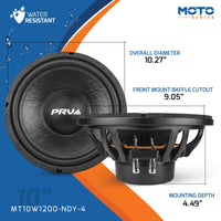 PRV MT10W1200-NDY-4 10" PRO Audio Low Frequency Woofer  (SINGLE)