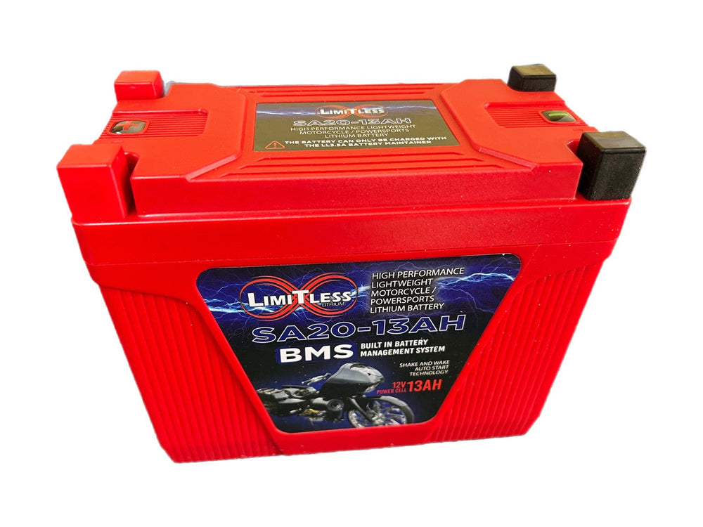 LIMITLESS LITHIUM - BATTERIES - Shake Awake 20 Case 13AH Smart Motorcycle battery