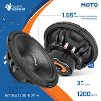 
              PRV MT10W1200-NDY-4 10" PRO Audio Low Frequency Woofer  (SINGLE)
            